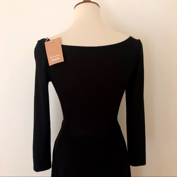 NWT✨Reformation Lou Black Midi Dress Size Size XS - Picture 5 of 7